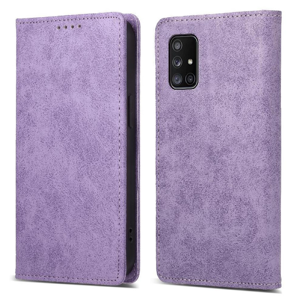 (Purple) Flip Case For Samsung Galaxy A71 4G Business Casual Tpu Card Slot Kickstand Shockproof Purple 764563684410