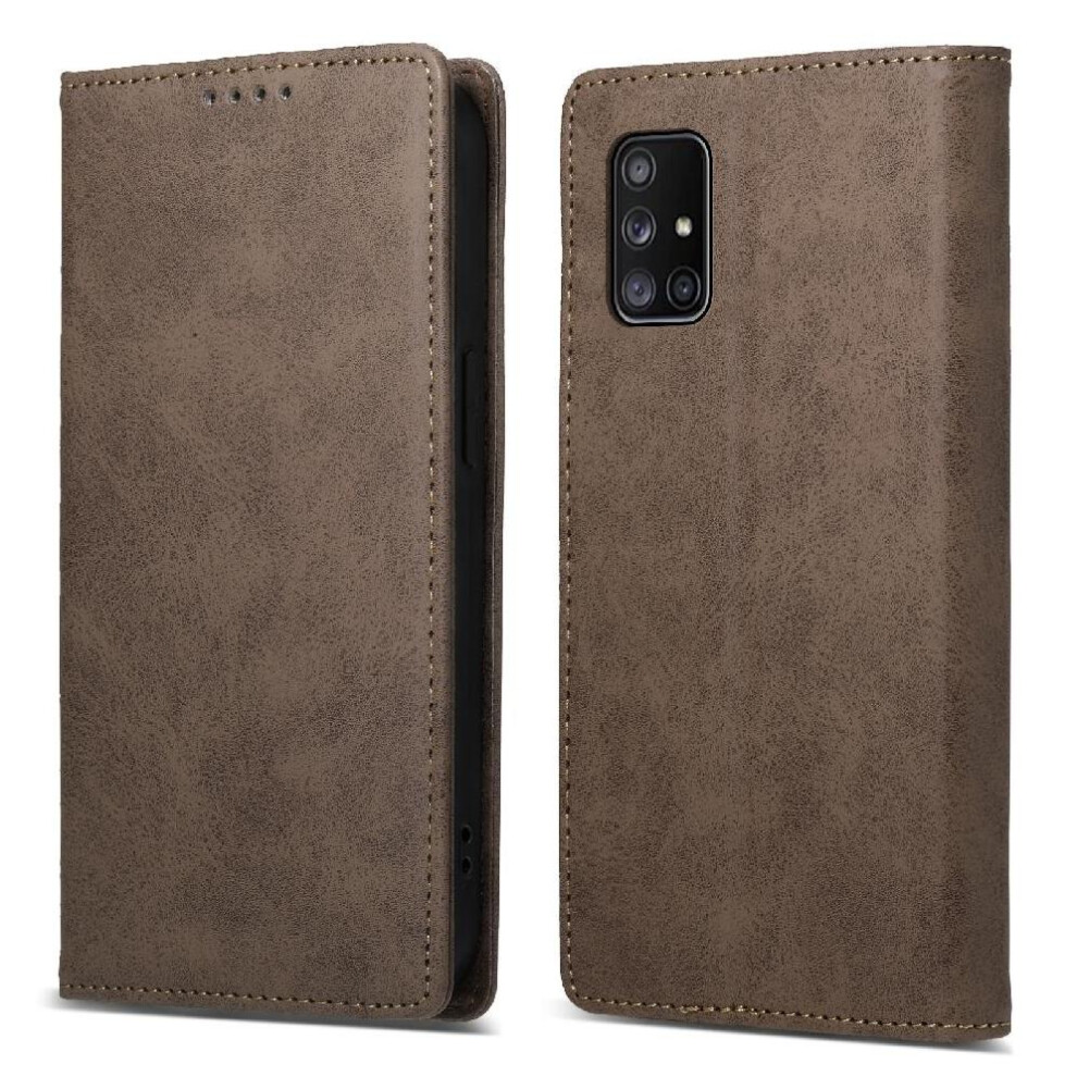 (Brown) Flip Case For Samsung Galaxy A71 4G Business Casual Tpu Card Slot Kickstand Shockproof Brown 764563684441