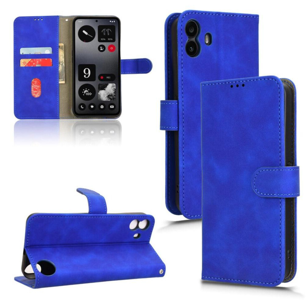 Photos - Case  Flip  for Nothing Cmf Phone 1 Pu Leather Side Buckle Wallet Card Slots Holder Kickstand(Blue)