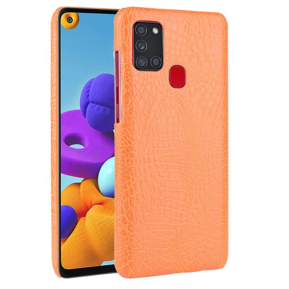 (Orange) Stylish Classic Case For Samsung Galaxy A21s Compatibility Anti Scratch Protective Cover Classic Alligator Fashion Orange 764563685288