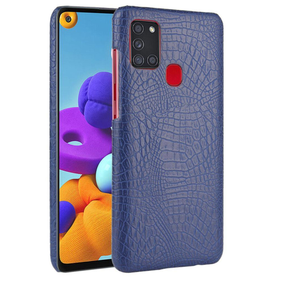 (Blue) Stylish Classic Case For Samsung Galaxy A21s Compatibility Anti Scratch Protective Cover Classic Alligator Fashion Blue 764563685295