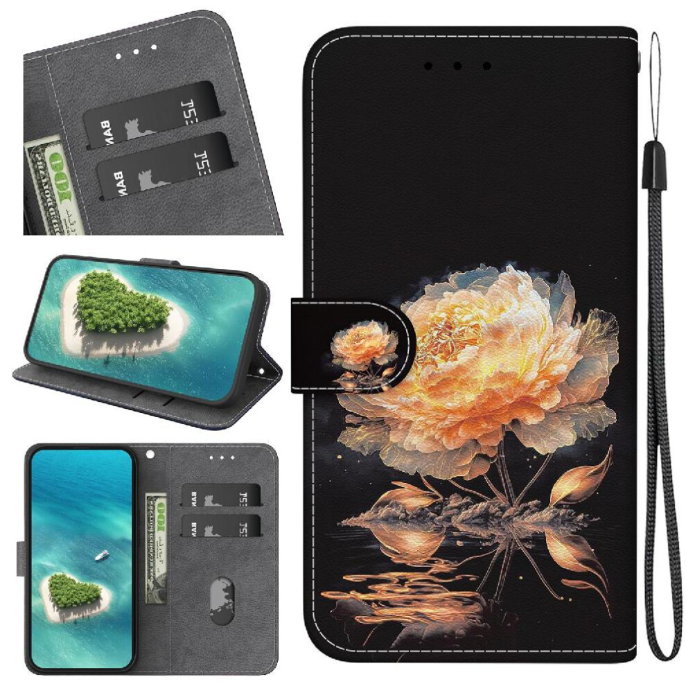 (C2) Case For Motorola Moto G04s Butterfly Flower Painted Pu Leather Magnetic Closure Card Slots Wallet 764563685462