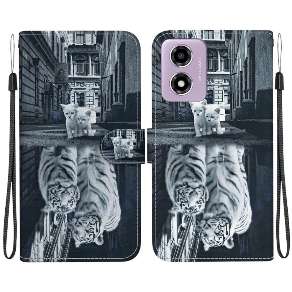 (C6) Case For Motorola Moto G04s Butterfly Flower Painted Pu Leather Magnetic Closure Card Slots Wallet 764563685509