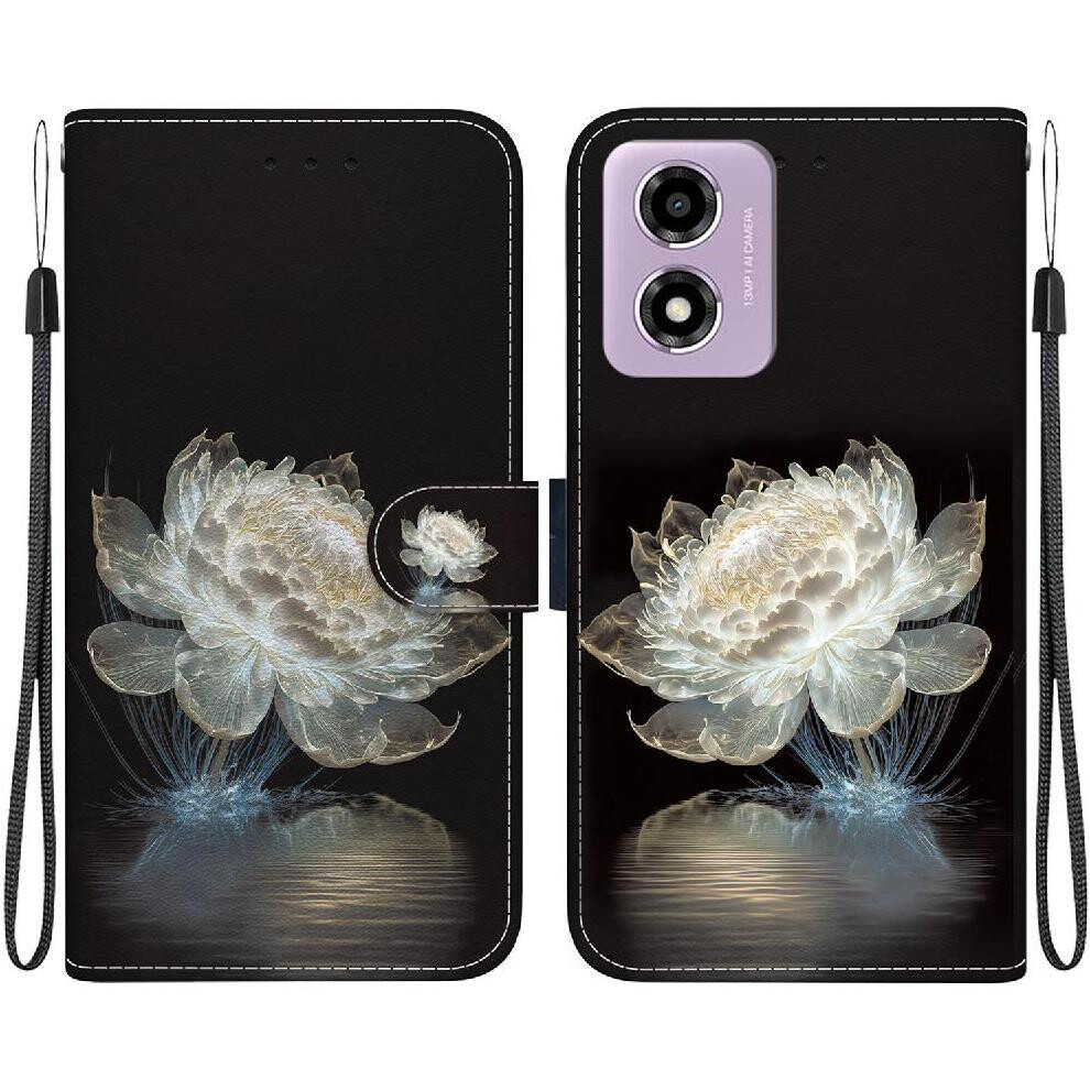 (C3 ) Case For Motorola Moto G04s Butterfly Flower Painted Pu Leather Magnetic Closure Card Slots Wallet 764563685479
