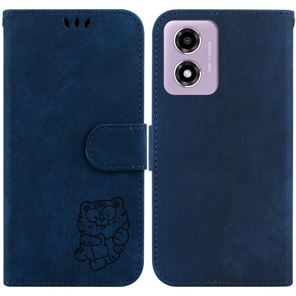 (Blue) Case For Motorola Moto G04s Card Pocket Embossed Cute Tiger Holder Cover Wallet Case Flip Folio Blue 764563685929