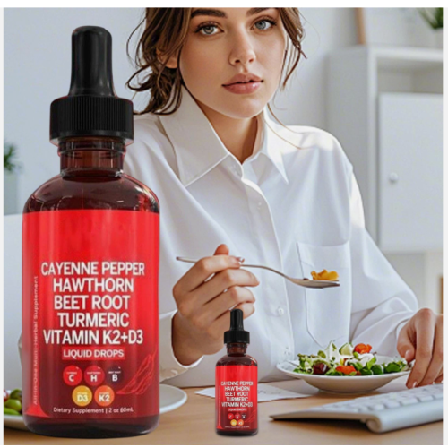 Cayenne Pepper Hawthorn Beet Root Turmeric Vitamin K2+D3 Liquid Drops 2