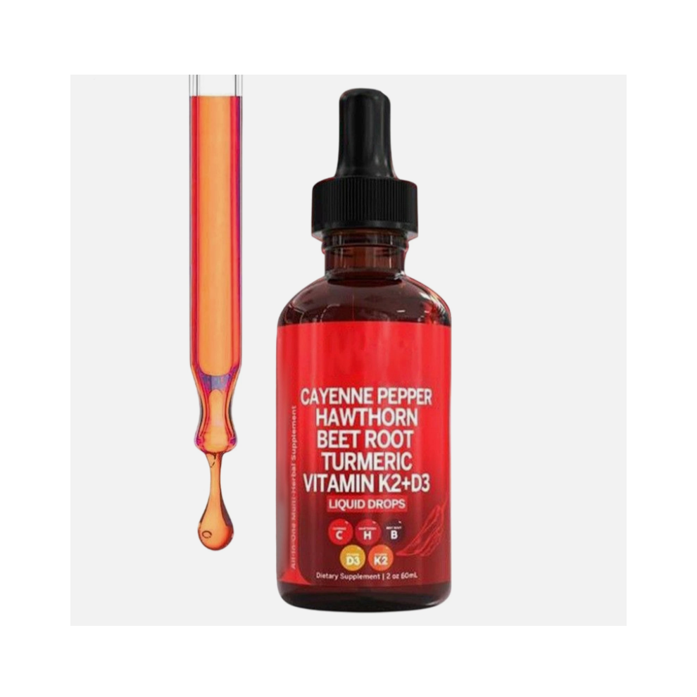 Cayenne Pepper Hawthorn Beet Root Turmeric Vitamin K2+D3 Liquid Drops