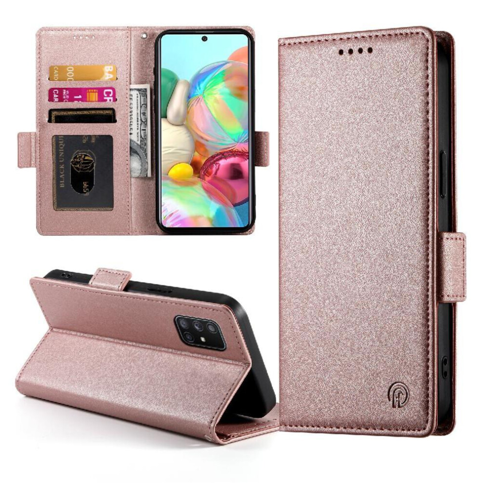 (Pink) Flip Case For Samsung Galaxy A71 4G Business Wallet Flip Card Slots Daily Use Pink 764563686360