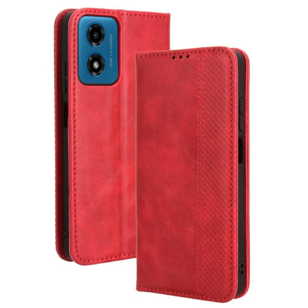 (Red) Case For Motorola Moto G04/G04s Wallet Magnetic Closure Pu Leather Red 764563687022
