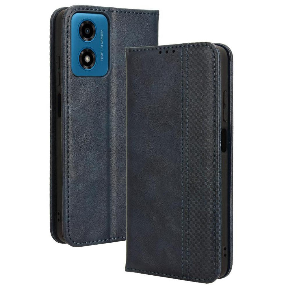 (Blue) Case For Motorola Moto G04/G04s Wallet Magnetic Closure Pu Leather Blue 764563687039