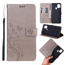 (Gray ) Filp Case for Samsung Galaxy A21s Kickstand Magnetic Closure Wrist Strap Pu Leather Card Holder