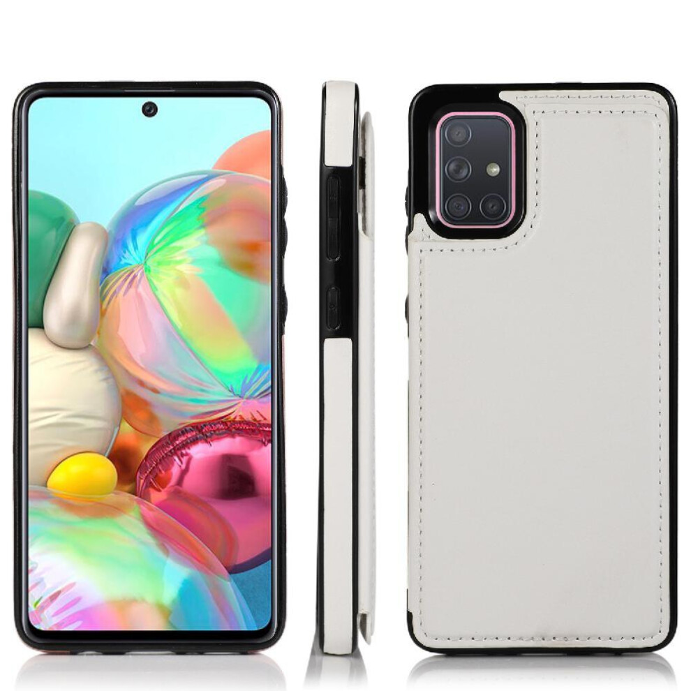 (White) Wallet Case For Samsung Galaxy A71 4G Kickstand Pu Leather With Card Holder Double Magnetic Clasp Card Slots White 764563687633