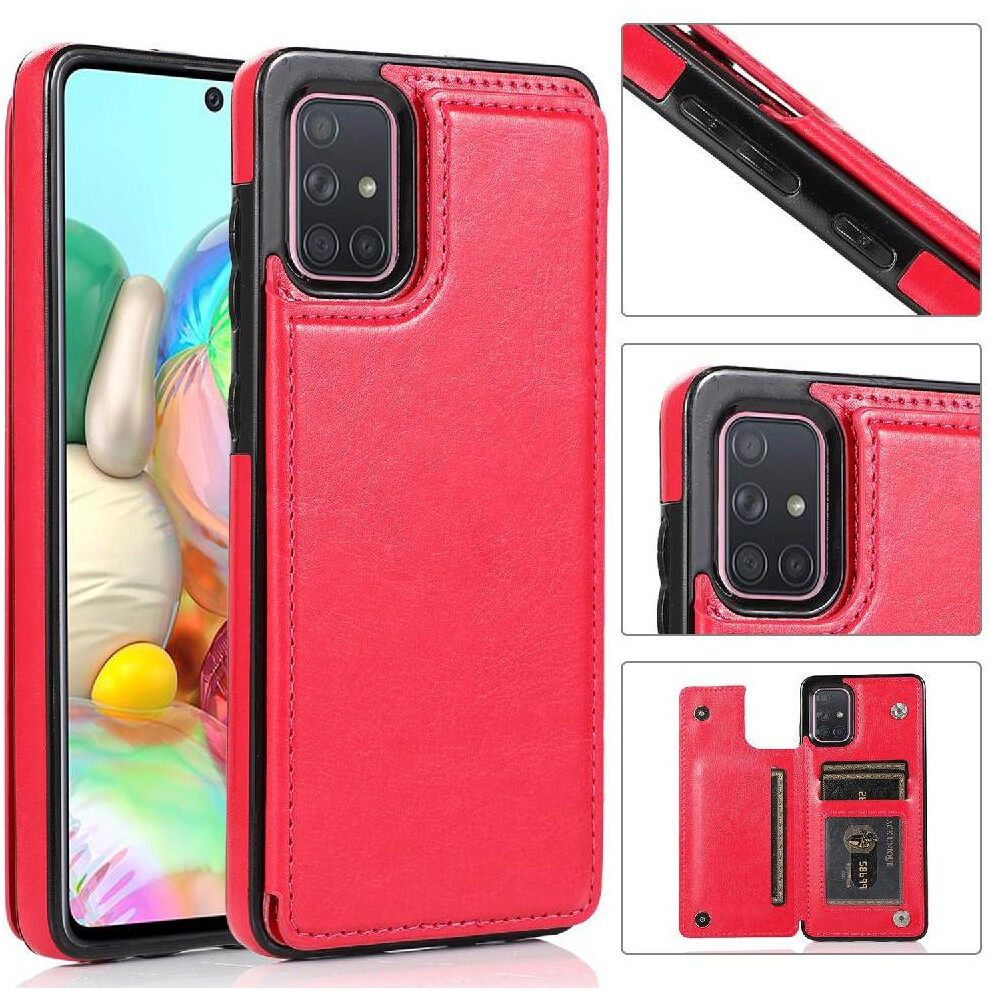 (Rose ) Wallet Case For Samsung Galaxy A71 4G Kickstand Pu Leather With Card Holder Double Magnetic Clasp Card Slots Red 764563687619