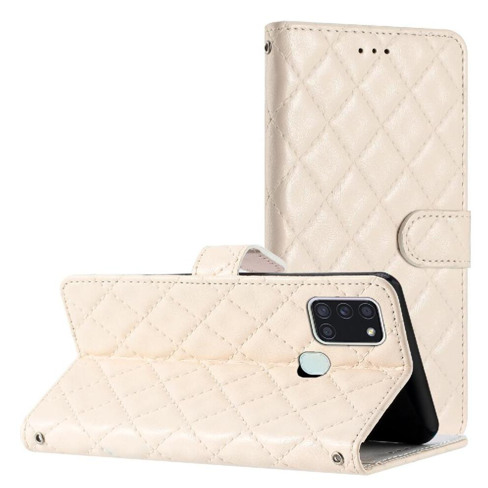 (White) Flip Case For Samsung Galaxy A21s Pu Leather Wallet Tpu Shockproof Magnetic Folio Kickstand Card Slots Holder White 764563687855