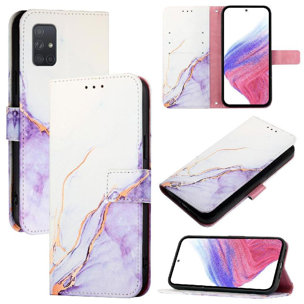 (Purple) Case For Samsung Galaxy A71 4G Wallet Marble Pattern Kickstand Pu Leather Purple 764563688104