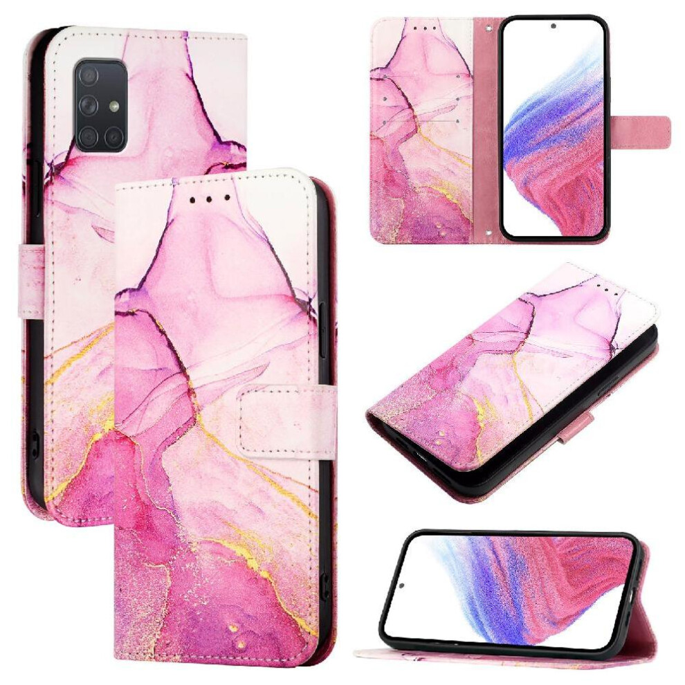 (Rose ) Case For Samsung Galaxy A71 4G Wallet Marble Pattern Kickstand Pu Leather Red 764563688067