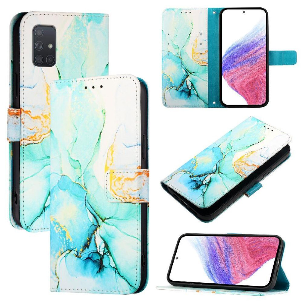 (Green) Case For Samsung Galaxy A71 4G Wallet Marble Pattern Kickstand Pu Leather Green 764563688111