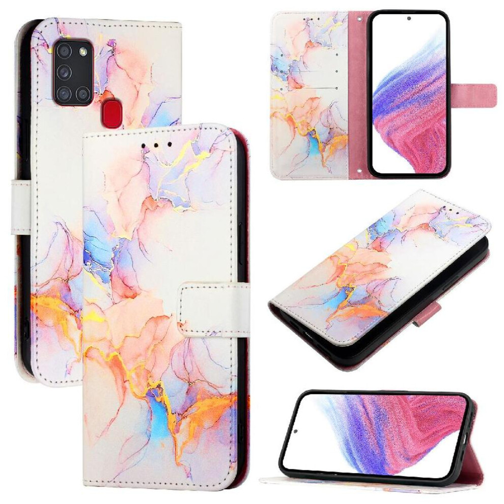 (White) Case For Samsung Galaxy A21s Pu Leather Kickstand Marble Pattern Wallet White 764563688203