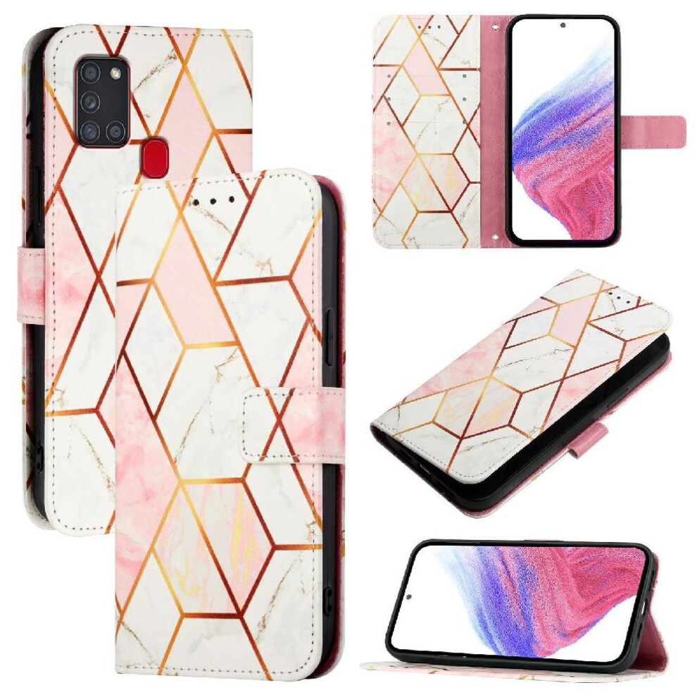 (Rose ) Case For Samsung Galaxy A21s Pu Leather Kickstand Marble Pattern Wallet Gold 764563688210