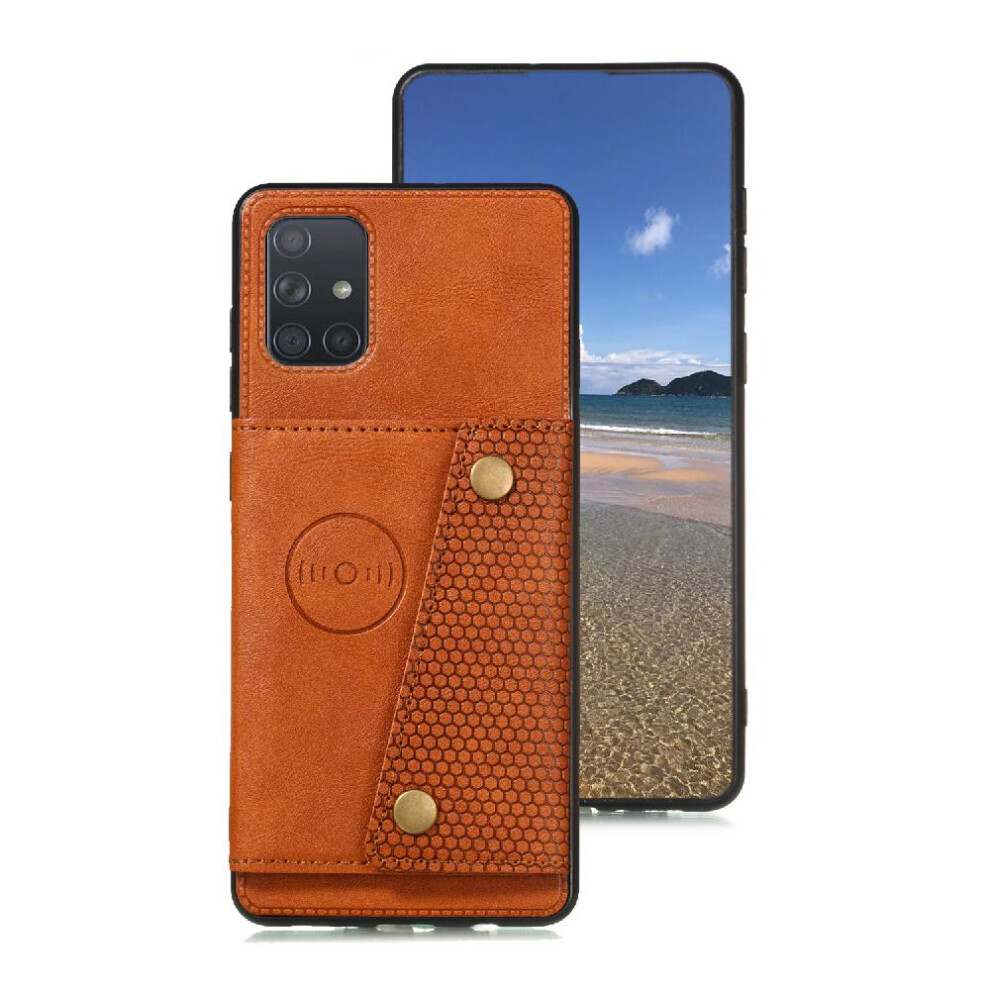 (Brown) Wallet Case For Samsung Galaxy A71 4G Card Holder Buit In Iron Wallet Case Kickstand Shockproof Protective Brown 764563688470