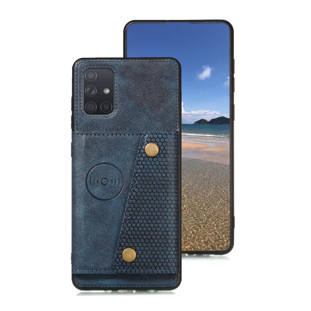 (Blue) Wallet Case For Samsung Galaxy A71 4G Card Holder Buit In Iron Wallet Case Kickstand Shockproof Protective Blue 764563688456