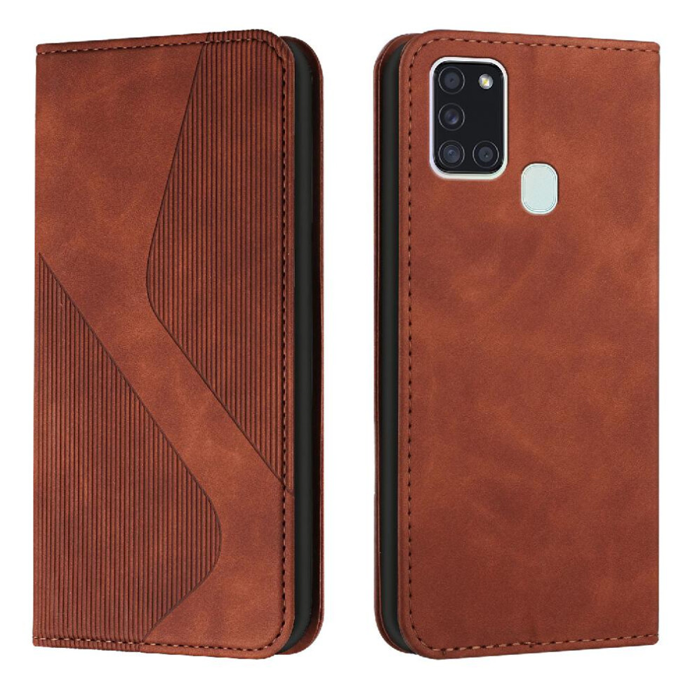 (Brown) Case For Samsung Galaxy A21s Magnetic Folio Flip Pu Leather Wallet Kickstand Card Slots Holder Brown 764563689866