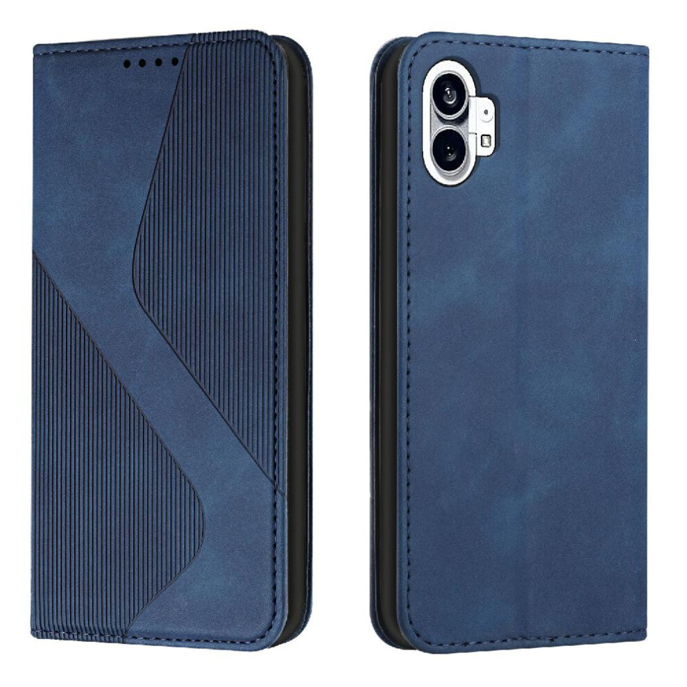 Photos - Case   For Nothing Phone 1 Magnetic PU Leather Folio Flip Wallet Kickstand Card Slots Holder(Blue)