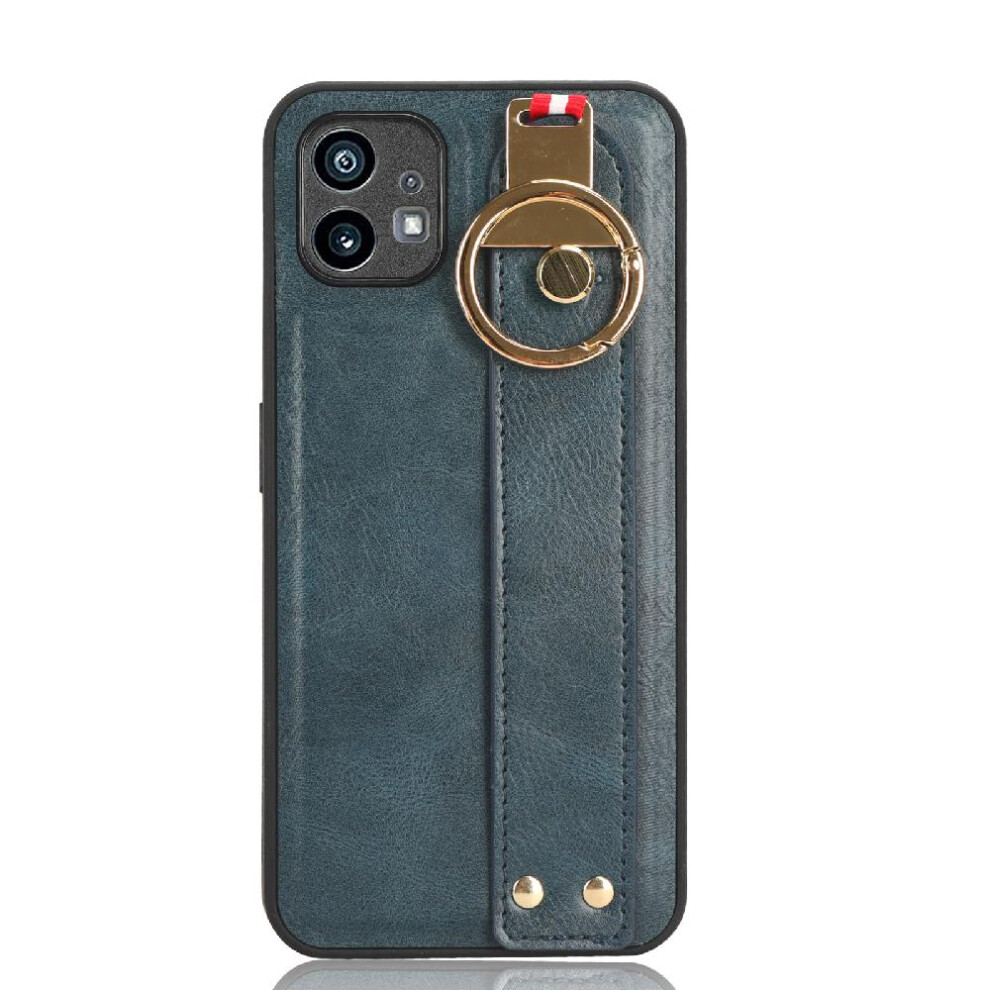 Photos - Case   For Nothing Phone 1 Compatibility Premium PU Leather Wrist Strap Convenience(Blue)