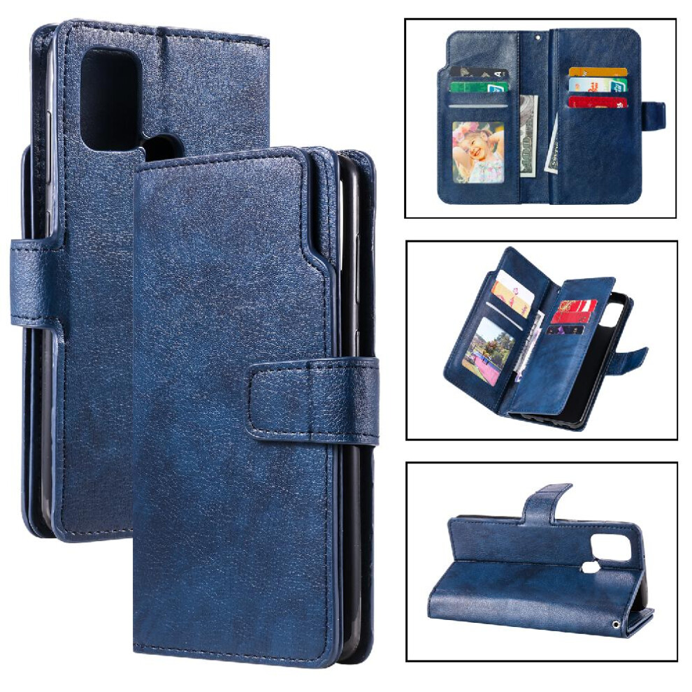 (Blue) Case For Samsung Galaxy A21s Kickstand 9 Card Slots Pu Leather Magnetic Wallet Blue 764563690398