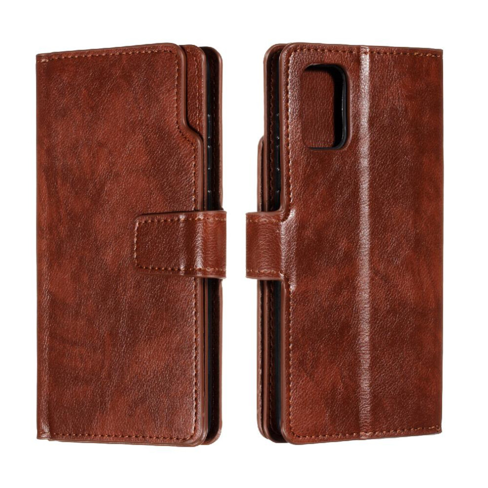 (Brown) Case For Samsung Galaxy A71 4G Kickstand Wallet Magnetic Pu Leather 9 Card Slots Brown 764563690466