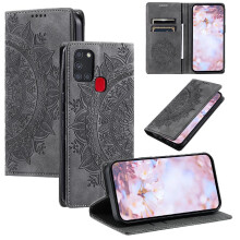 (Gray ) Case For Samsung Galaxy A21S Full Protection Card Insertion PU Leather Shockproof Flip Cover Side Buckle