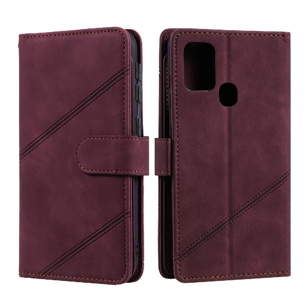 (Red) Case For Samsung Galaxy A21s Card Holder Kickstand Pu Leather Magnetic Wallet Flip Folio Wristband Red 764563690718