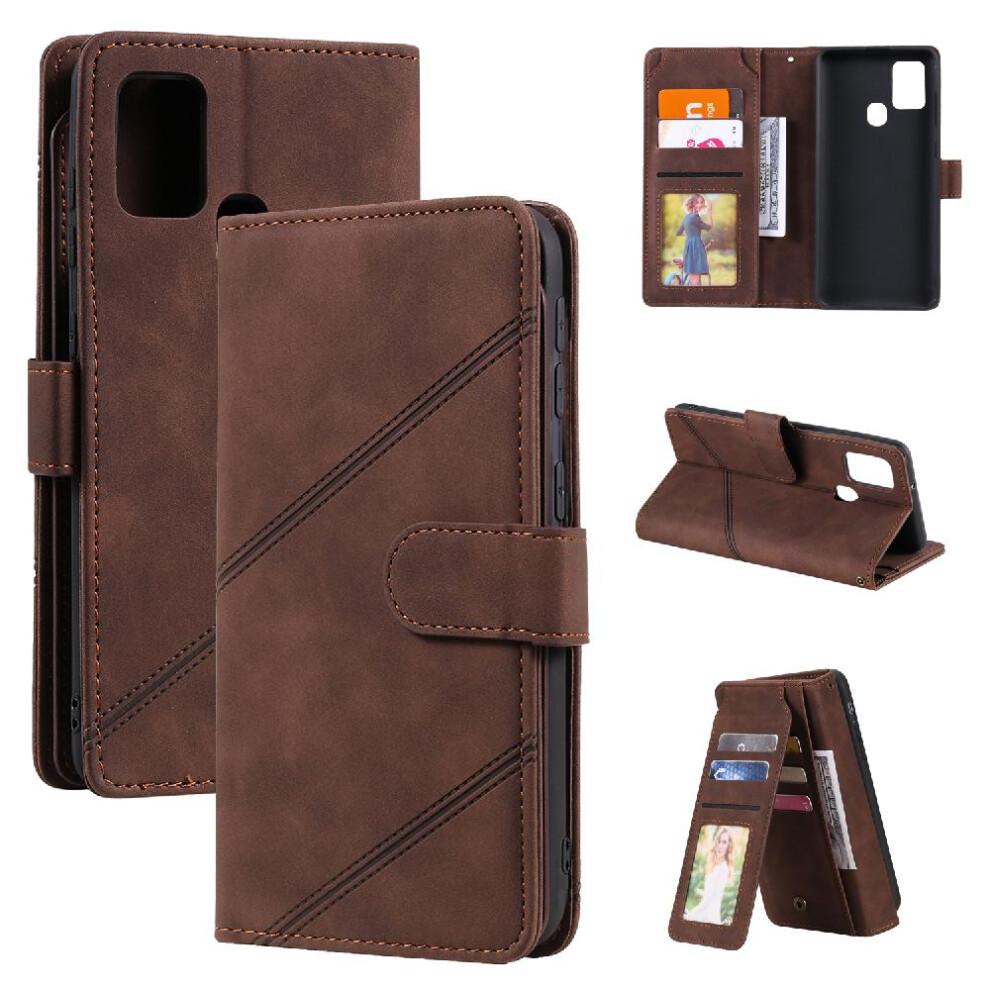 (Brown) Case For Samsung Galaxy A21s Card Holder Kickstand Pu Leather Magnetic Wallet Flip Folio Wristband Brown 764563690749