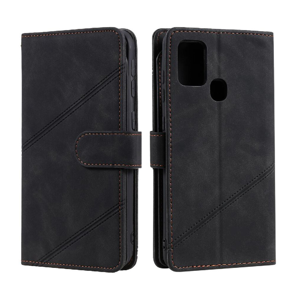 (Black) Case For Samsung Galaxy A21s Card Holder Kickstand Pu Leather Magnetic Wallet Flip Folio Wristband Black 764563690701