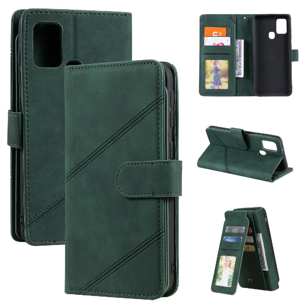 (Green) Case For Samsung Galaxy A21s Card Holder Kickstand Pu Leather Magnetic Wallet Flip Folio Wristband Green 764563690732