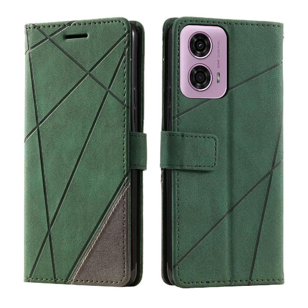 (Green) Case For Motorola Moto G04/G24 Magnetic Shockproof Card Holder Kickstand Pu Leather Wallet Flip Folio Green 764563690886