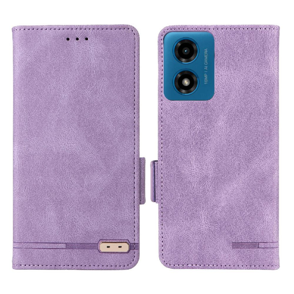 (Purple) Case For Motorola Moto G04/G24 Full Protection Card Insertion Leather Folio Flip Case With Card Holder Kickstand Magnetic Carbon Fiber Purple 764563691203