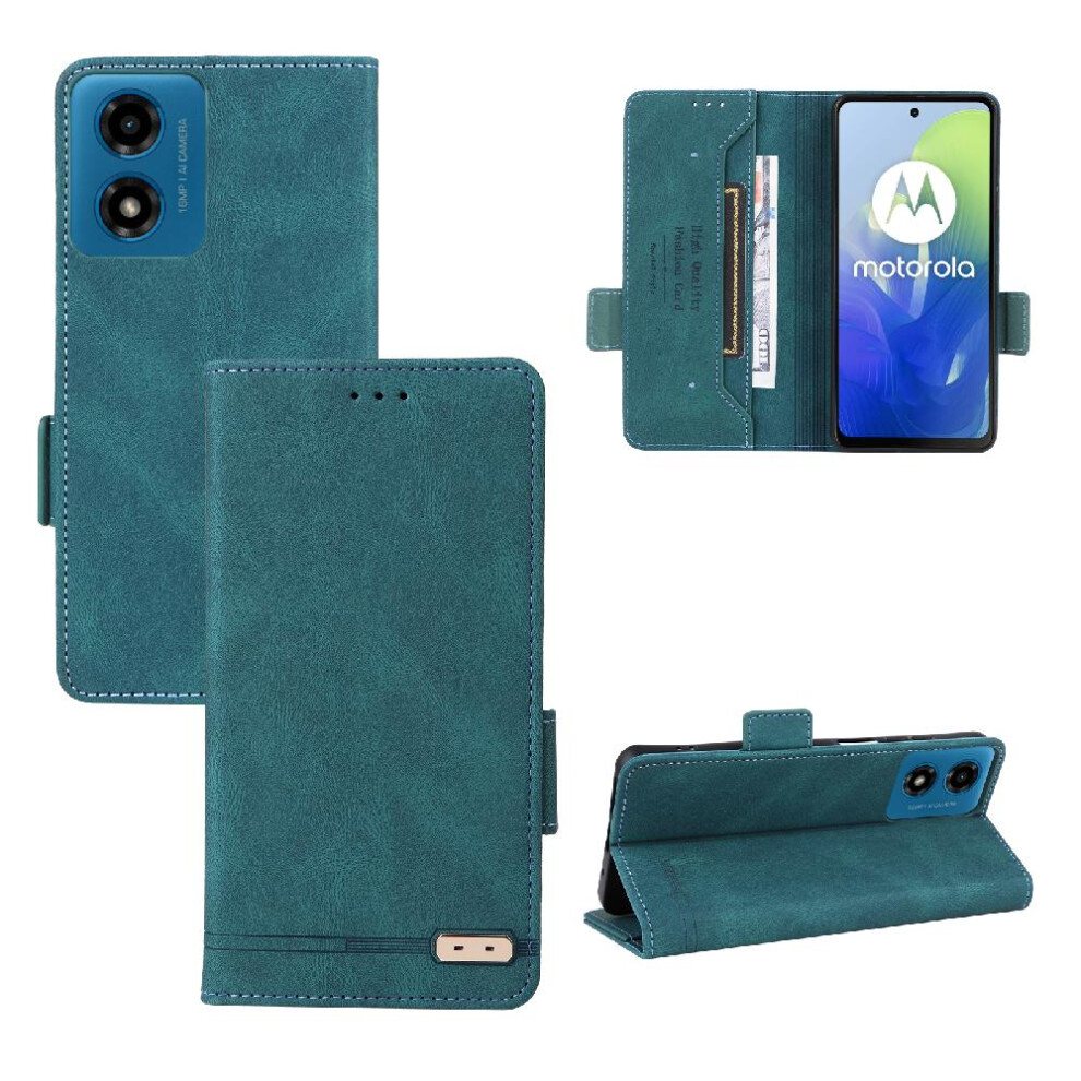 (Green) Case For Motorola Moto G04/G24 Full Protection Card Insertion Leather Folio Flip Case With Card Holder Kickstand Magnetic Carbon Fiber Green 764563691173