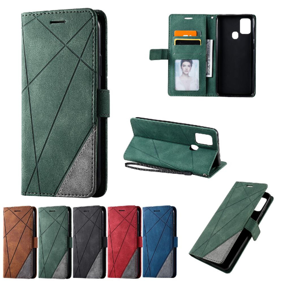 (Green) Case For Samsung Galaxy A21s Pu Leather Wallet Flip Folio Card Holder Kickstand Shockproof Magnetic Green 764563691302