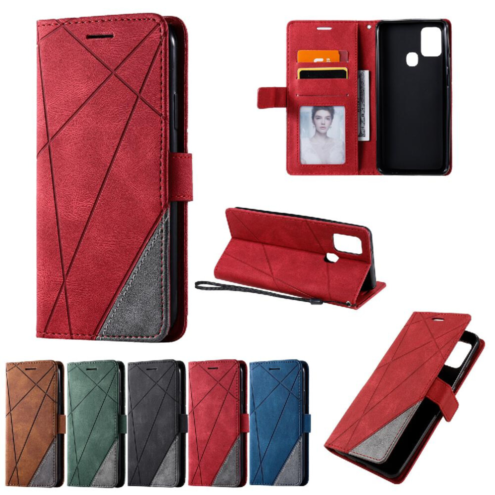 (Red) Case For Samsung Galaxy A21s Pu Leather Wallet Flip Folio Card Holder Kickstand Shockproof Magnetic Red 764563691289