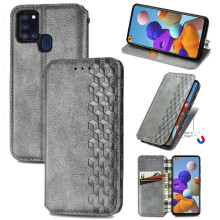 (Gray ) Case For Samsung Galaxy A21S Leather Case Exquisite Business Fashion Design Flip Cover Wallet Function