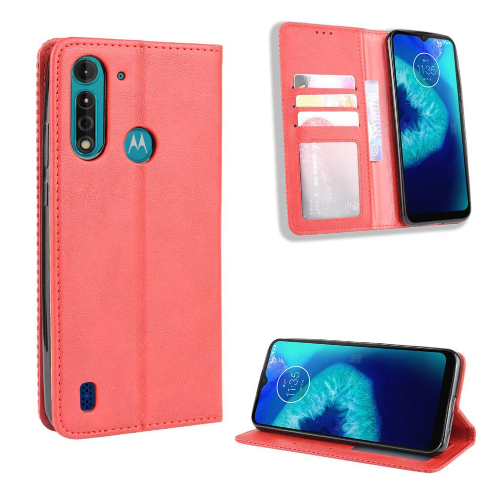 (Red) Case For Motorola Moto G8 Power Lite Magnetic Closure Wallet Pu Leather Red 764563691692