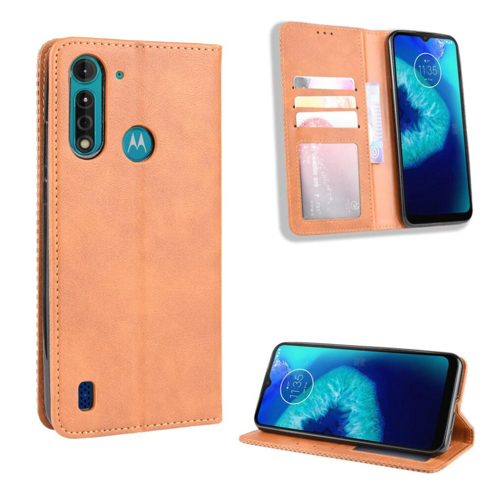 Gangxun (Brown) Case For Motorola Moto G8 Power Lite Magnetic Closure Wallet Pu Leather Brown