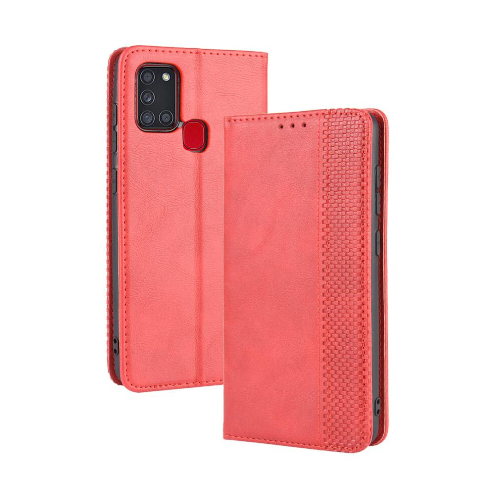 (Red) Case For Samsung Galaxy A21s Wallet Pu Leather Magnetic Closure Red 764563691739