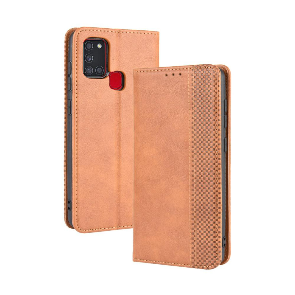 (Brown) Case For Samsung Galaxy A21s Wallet Pu Leather Magnetic Closure Brown 764563691753