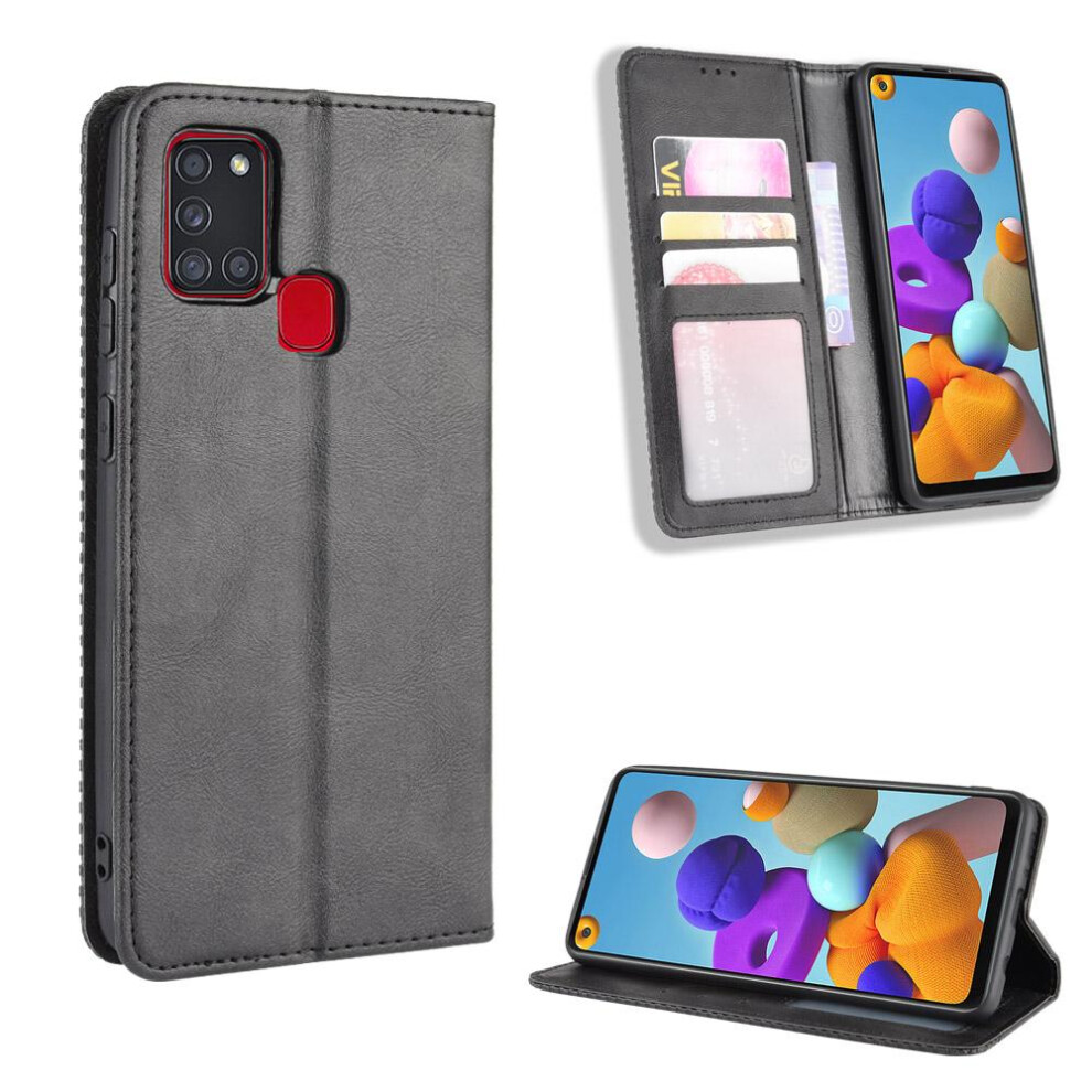 (Black) Case For Samsung Galaxy A21s Wallet Pu Leather Magnetic Closure Black 764563691722