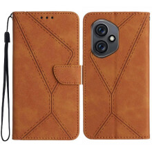 (Brown) Case for Honor 400 Leather Wallet Stitching Embossed High Quality Tpu Soft Pu Leather