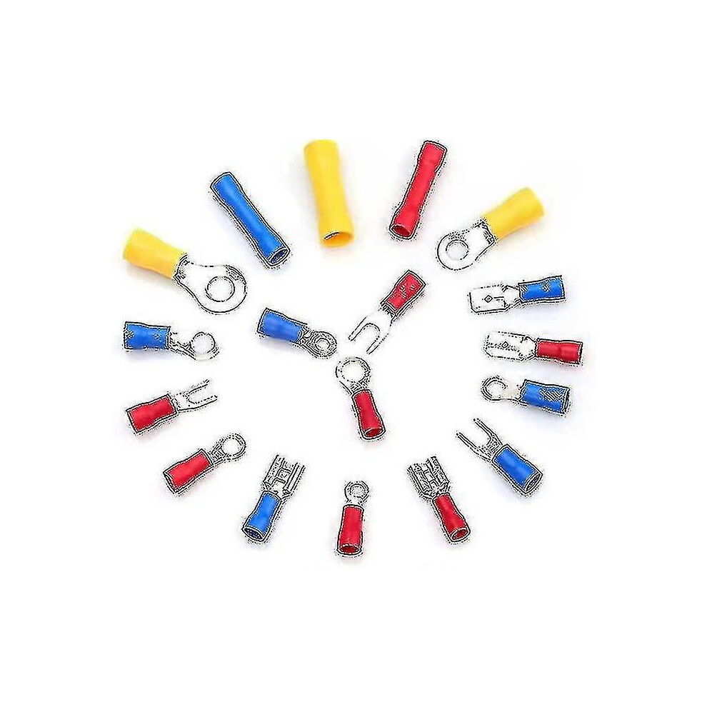 (As Show, One Size) Electrical Wire Connectors Insulated Crimp Cable Terminals Pvc Spade Ring Butt Quick Disconnect Forks Connector 280Pcs Wire Connec 8191722665232