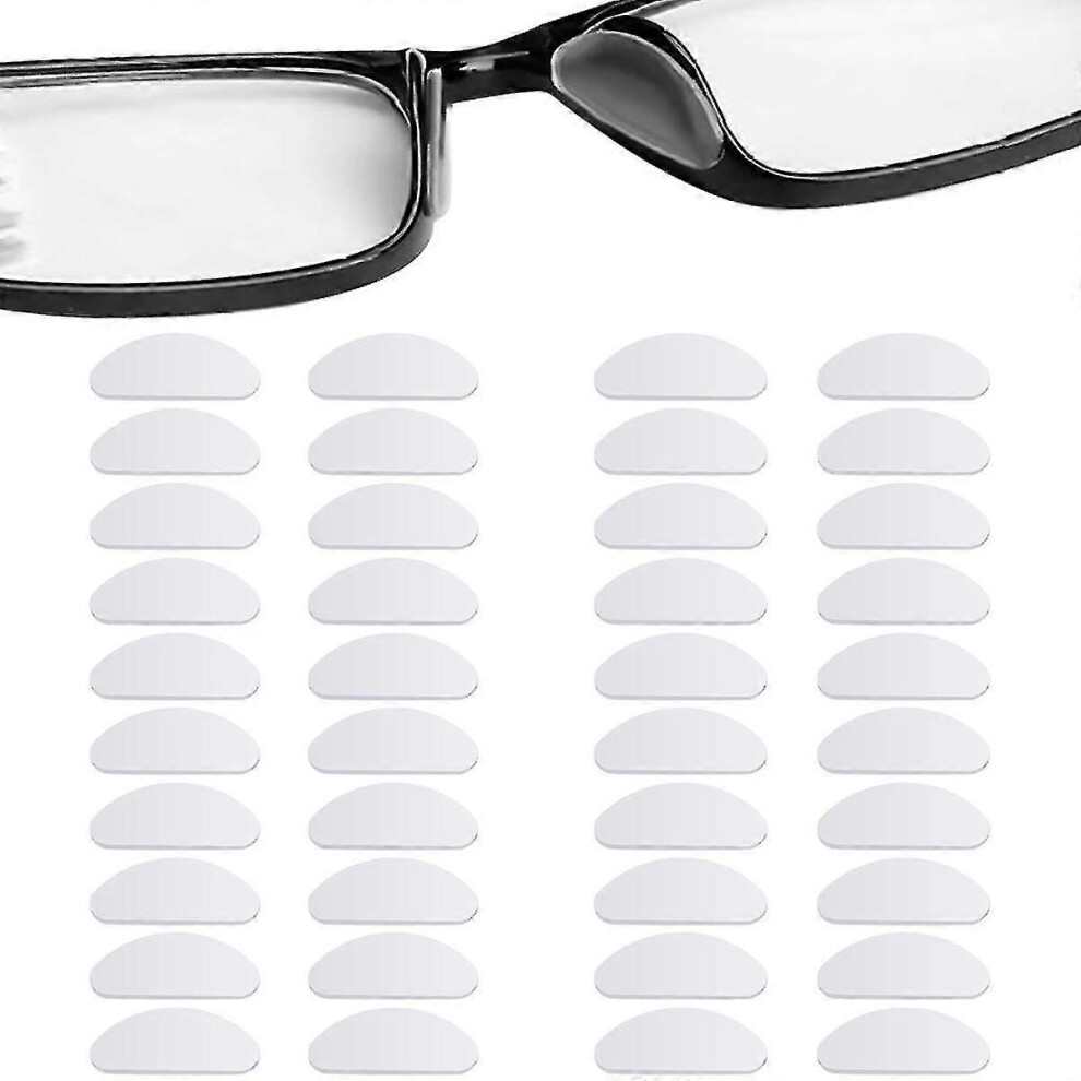 Furtalk (As Show, One Size) 20 Pairs Silicone Nose Pads For Glasses, Stick On Nose Pads, D Shape Adhesive Nose Cushions For Eyeglasses