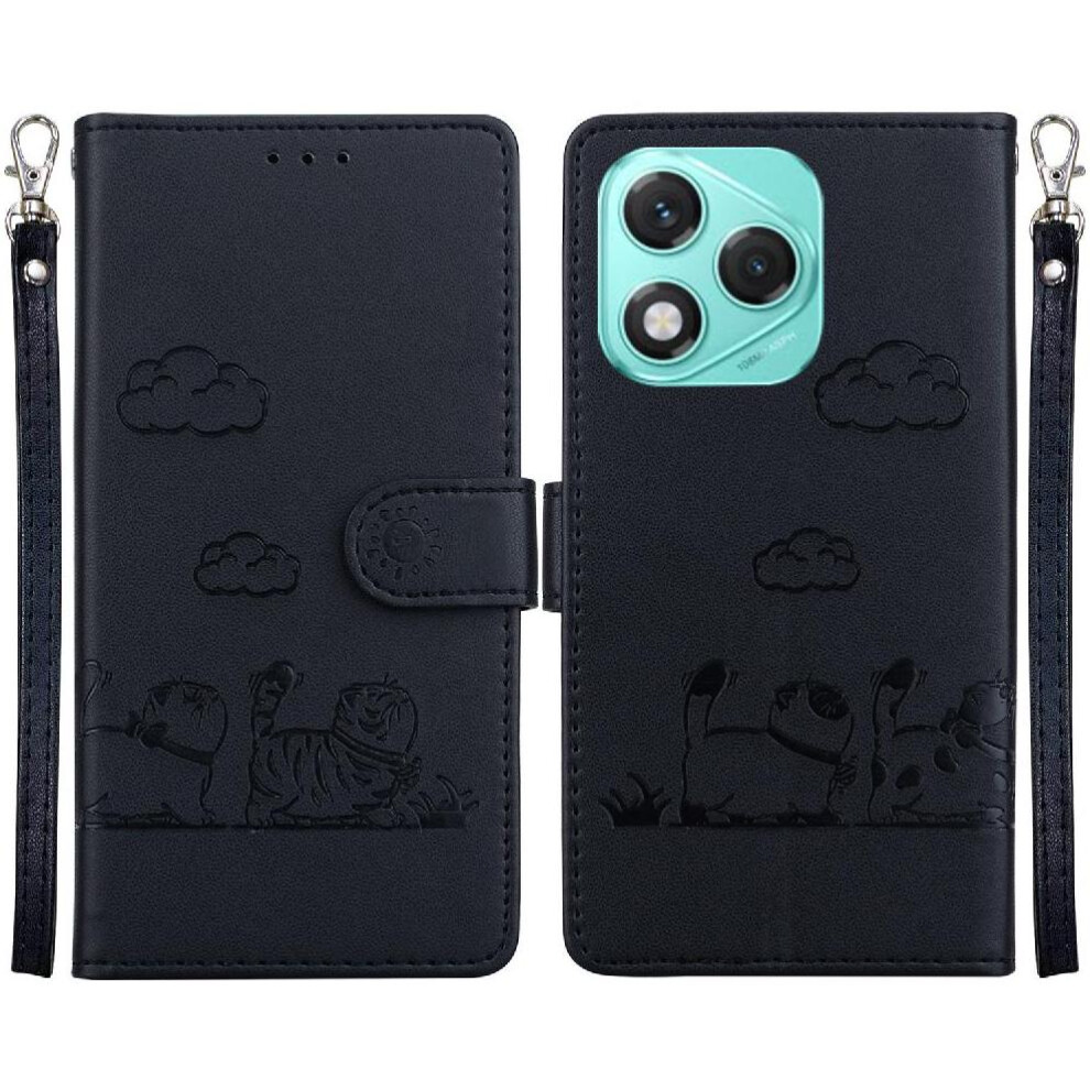 (Black) Flip Case For Honor 400 Lite Cat Rfid Card Slot Holder Kickstand Leather Wallet Black 764563692835